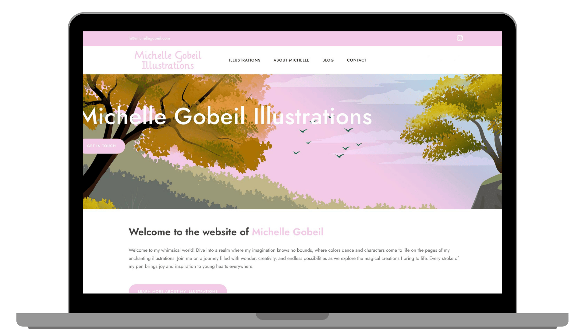 Illustration of a website design for Michelle Gobeil